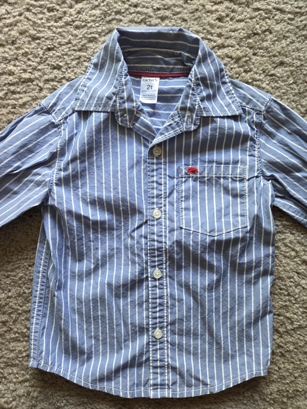 Carter's Boys Blue Striped Button-Up Shirt Size 2T